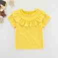 thumbnail image 1 of Spazoro Toddler Girls Boys T-Shirts Tees, Short Sleeve Casual Solid Crew Neck Breathable Summer Tops for Kids Unisex Yellow Size 3 T, 1 of 9