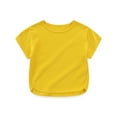 thumbnail image 1 of Spazoro Toddler Girls Boys T-Shirts Tees, Short Sleeve Crew Neck Casual Solid Breathable Summer Tops for Kids Unisex Yellow Size 4 T, 1 of 9