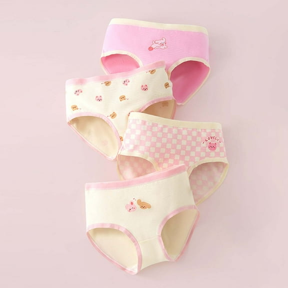 Spazoro Toddler Girls Briefs, 4-Pack Soft & Comfy Cotton Printed Underwear Panties for Girl Pink Size 1.5-16T