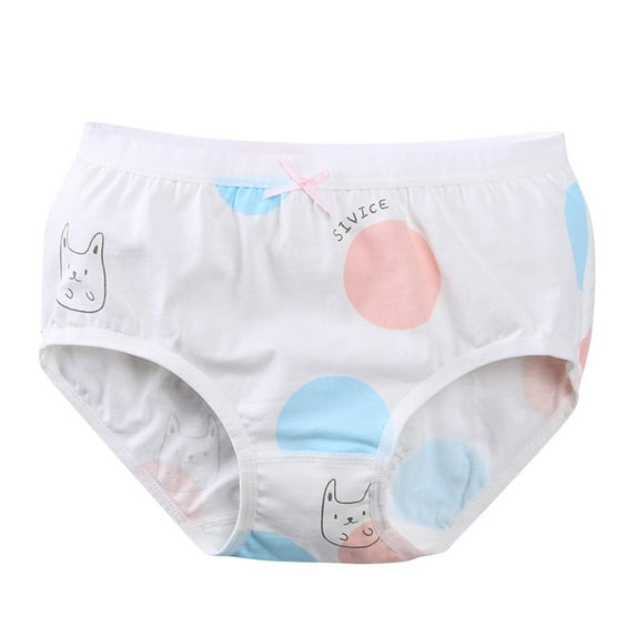 Spazoro Toddler Girls Briefs, Printed Soft & Comfy Stretch Cotton Underwear Panties for Girl White Size 2-13T