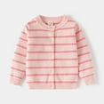 thumbnail image 1 of Spazoro Toddler Girls Cardigan Sweaters, Button Down Striped Crew Neck Long Sleeve Soft Knit Shrug for Dailywear Pink Size 4 T, 1 of 9