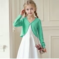 thumbnail image 1 of Spazoro Toddler Girls Cardigan Sweaters, Lightweight Long Sleeve Open Front V-neck Cropped Shrug for Dailywear Green Size 5-6T, 1 of 7