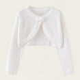 thumbnail image 1 of Spazoro Toddler Girls Cardigan Sweaters, Long Sleeve Bowknot Ruffled Trim Button Down Soft Knit Shrug for Dailywear White Size 1 T, 1 of 7