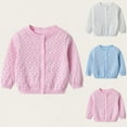 thumbnail image 1 of Spazoro Toddler Girls Cardigan Sweaters, Long Sleeve Openwork Crew Neck Button Down Soft Knit Shrug for Dailywear Pink Size 7 T, 1 of 6