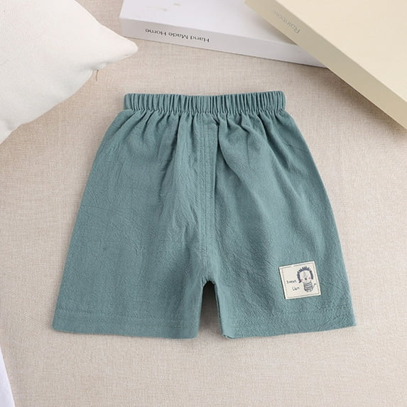 Spazoro Toddler Girls Casual Shorts, Elastic Waist Summer Printed Homewear Comfortable Fit Pants for Child Girls Boys Green Size 5-6 T