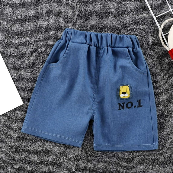 Spazoro Toddler Girls Casual Shorts, Homewear Summer Printed Elastic Waist Comfortable Fit Pants for Child Girls Boys Navy Size 3-4T