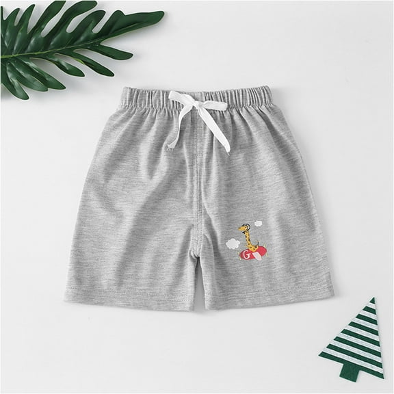 Spazoro Toddler Girls Casual Shorts, Printed Summer Homewear Elastic Waist Comfortable Fit Pants for Child Girls Boys Gray Size 4-5 T