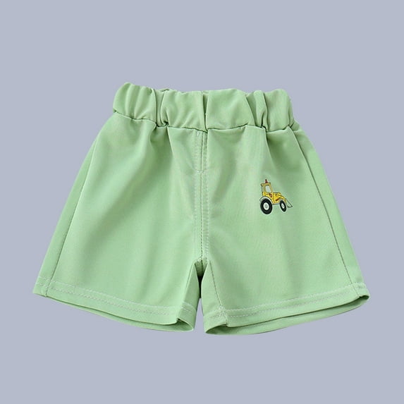 Spazoro Toddler Girls Casual Shorts, Summer Solid Color Elastic Waist Homewear Comfortable Fit Pants for Child Girls Boys Green Size 3 T