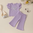 thumbnail image 1 of Spazoro Toddler Girls Cute Outfit Sets, Summer 2-Pieces Cotton Solid Color Short Sleeve Shirt and Pants Sets Purple Size 0 Months, 1 of 9
