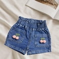 thumbnail image 1 of Spazoro Toddler Girls Denim Shorts, Fashion Casual with Decor Elastic Waist Summer Jean Shorts for Kids Blue Size 7-8T, 1 of 5