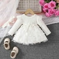 thumbnail image 1 of Spazoro Toddler Girls Dress, Cotton Fashion Long Sleeve Solid Color Fall Winter Dresses for Childs Girls White Size 12 Months, 1 of 3