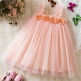 thumbnail image 1 of Spazoro Toddler Girls Dresses, New Style Short Sleeve Solid Color Round Neck Princess Dress for Child Girls Pink Size 1 T, 1 of 9