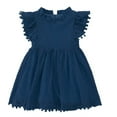 thumbnail image 1 of Spazoro Toddler Girls Dresses, Fashion Round Neck Solid Color Short Sleeve Princess Dress for Child Girls Navy Size 3 years, 1 of 3