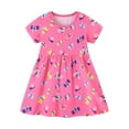 thumbnail image 1 of Spazoro Toddler Girls Dresses, Round Neck Butterfly Print Fashion Short Sleeve Princess Dress for Child Girls Pink Size 115, 1 of 5
