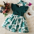 thumbnail image 1 of Spazoro Toddler Girls Dresses, Short Sleeve Butterfly Print Round Neck New Style Princess Dress for Child Girls Green Size 18 Months, 1 of 4