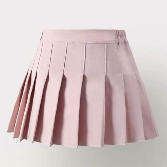 Spazoro Toddler Girls Elastic Waist Skirts, Pleated with Lining Solid Summer A-Line Skirts for Child Girls Pink Size 5 T