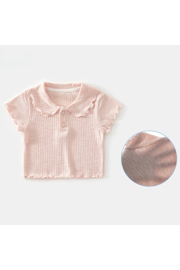 Toddler Girls Graphic T-Shirts Tees, Round Neck Short Sleeve 100% Cotton Solid Color Casual Tops for Kids Pink Size 1-2