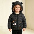 thumbnail image 1 of Spazoro Toddler Girls Hooded Puffer Jacket, Zip Up Animal Print Long Sleeve Soft Lightweight Warm Winter Outerwear for Little Girls Black Size 5-6, 1 of 9