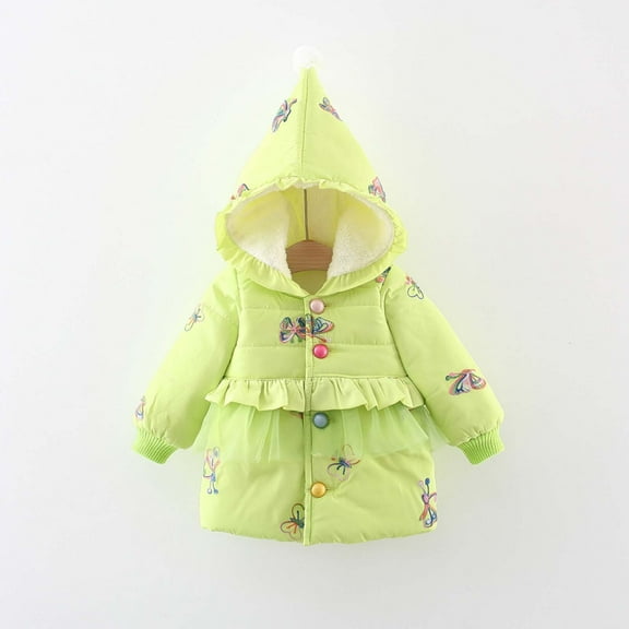 Spazoro Toddler Girls Jackets, Casual Fall Winter Warm Long Sleeves Cardigans for Kids Girls Green Size 100 3 T