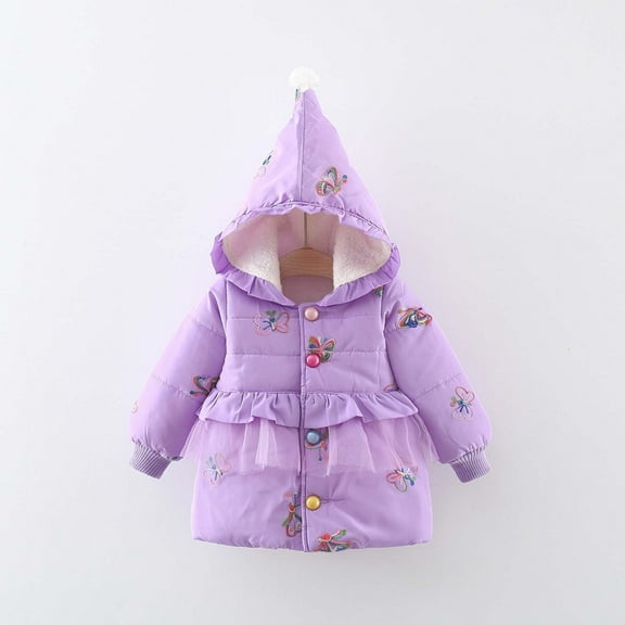 Spazoro Toddler Girls Jackets, Casual Fall Winter Warm Long Sleeves Cardigans for Kids Girls Purple Size 100 3 T