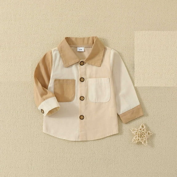 Spazoro Toddler Girls Jackets, Cotton Fall Winter Turndown Collar Zipper Long Sleeve Cardigans for Child Girls Boys Khaki Size 6 Months