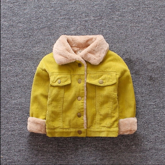Spazoro Toddler Girls Jackets, Fall Winter Casual Long Sleeves Warm Cardigans for Kids Girls Yellow Size 3 Months