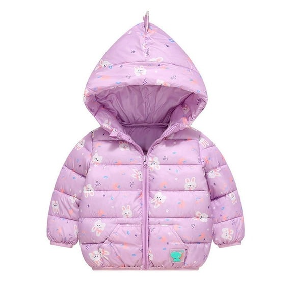 Spazoro Toddler Girls Jackets, Fall Winter Long Sleeve Hooded Zipper Warm Coats for Child Girls Boys Purple Size 5-7 T