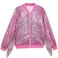 thumbnail image 1 of Spazoro Toddler Girls Jackets, Sequin Fall Winter Casual Long Sleeves Cardigans for Kids Girls Pink Size 7-8T, 1 of 3