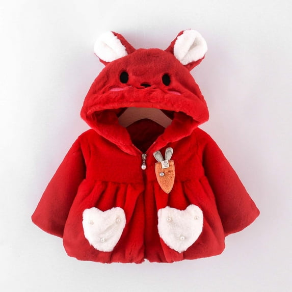 Spazoro Toddler Girls Jackets, Warm Casual Long Sleeves Fall Winter Cardigans for Kids Girls Red Size 100 3 T