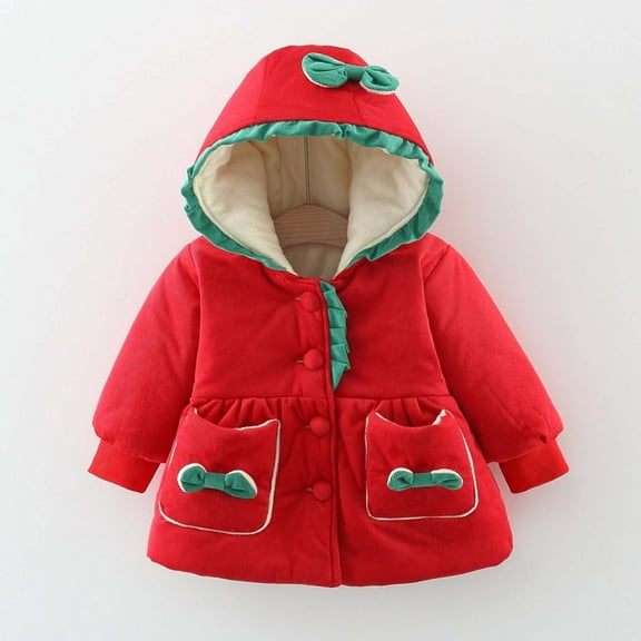Spazoro Toddler Girls Jackets, Warm Casual Long Sleeves Fall Winter Cardigans for Kids Girls Red Size 90 2 T