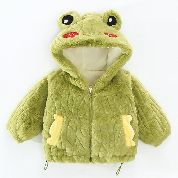 Spazoro Toddler Girls Jackets, Zipper Long Sleeve Hooded Fall Winter Cotton Warm Coats for Child Girls Boys Green Size 3-4T