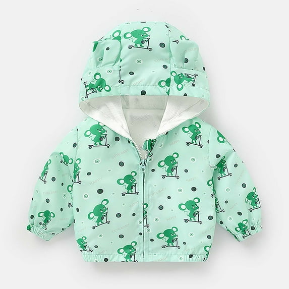 Spazoro Toddler Girls Jackets, Zipper Long Sleeve Hooded Fall Winter Warm Coats for Child Girls Boys Green Size 18-24 Months