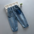 thumbnail image 1 of Spazoro Toddler Girls Jeans, Cute Print Elastic Waist with Pockets Straight Leg Casual Denim Pants Blue Size 1-8, 1 of 3