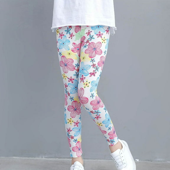 Spazoro Toddler Girls Leggings, Elastic Waist Soft & Comfy Yoga Sports Stretchy Printed Outwear Tights Pants Pink Size 4 T