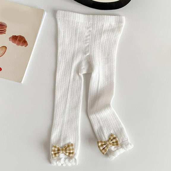 Spazoro Toddler Girls Leggings, Elastic Waist Summer Casual Soft & Comfy Breathable Outwear Tights Capri Pants White Size 3 T