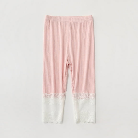 Spazoro Toddler Girls Leggings, Fall and Winter Casual Soft & Comfy Elastic Waist Stretchy Outwear Tights Capri Pants Pink Size 4-5T