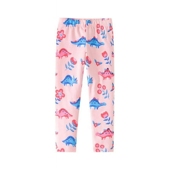 Spazoro Toddler Girls Leggings, Soft & Comfy Casual Elastic Waist Stretchy Printed Outwear Tights Pants Pink Size 3 T