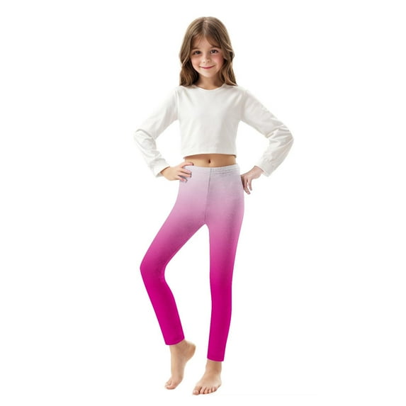 Spazoro Toddler Girls Leggings, Soft & Comfy Stretchy Elastic Waist Casual with Gradient Color Outwear Tights Pants Hot Pink Size 7 T
