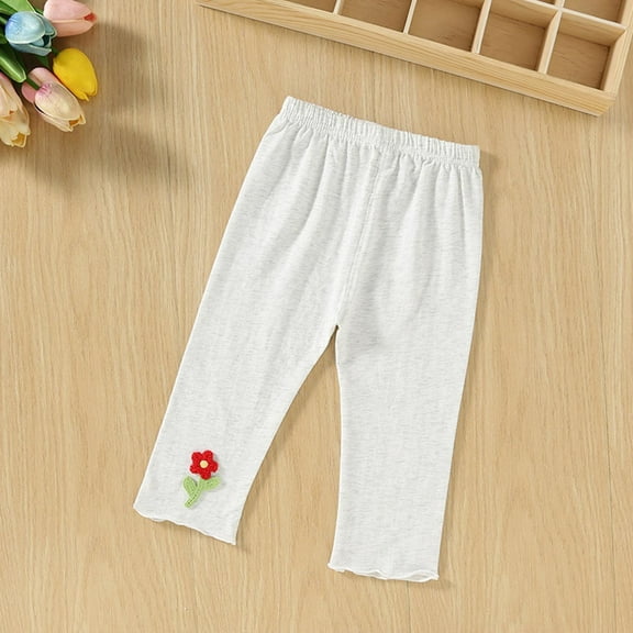 Spazoro Toddler Girls Leggings, Summer Soft & Comfy Casual Elastic Waist Stretchy Outwear Tights Capri Pants Gray Size 3 T