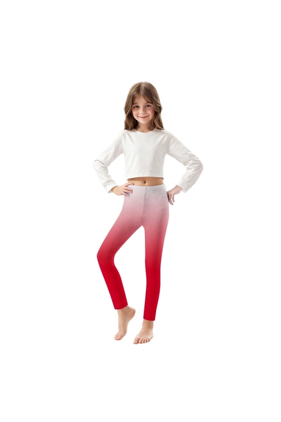 Toddler Girls Leggings, with Gradient Color Stretchy Casual Elastic Waist Soft & Comfy Outwear Tights Pants Red Size 6 T
