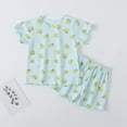 thumbnail image 1 of Spazoro Toddler Girls Leisure Outfit Sets, 2-Pieces Graphic Print Crew Neck Summer Short Sleeve Shirt and Shorts Sets Green Size 5 T, 1 of 3