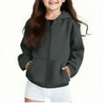 thumbnail image 1 of Spazoro Toddler Girls Loose Sweatshirts Hoodie, Casual Comfy Warm Solid Long Sleeve Soft Pullover for Kids Girls Boys Dark Gray Size 9 T, 1 of 9