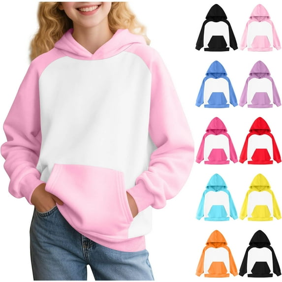 Spazoro Toddler Girls Loose Sweatshirts Hoodie, Long Sleeve Color Block with Pocket Casual Lightweight Soft Pullover for Kids Girls Boys Pink Size 2 T