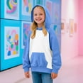 thumbnail image 1 of Spazoro Toddler Girls Loose Sweatshirts Hoodie, with Pocket Lightweight Color Block Long Sleeve Casual Soft Pullover for Kids Girls Boys Dark Blue Size 7 T, 1 of 8