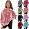 thumbnail image 1 of Spazoro Toddler Girls Loose Sweatshirts Hoodie, Quarter Zip Solid Sport Long Sleeve Velour Soft Pullover for Kids Girls Boys Pink Size 4-5T, 1 of 5