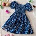 thumbnail image 1 of Spazoro Toddler Girls Mesh Dresses, Puff Sleeve Fashion Round Neck Floral Print Princess Dress for Child Girls Navy Size 2 T, 1 of 8