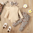 thumbnail image 1 of Spazoro Toddler Girls Outfits Sets, Cute Print 3PC Shirts and Pants Fall and Winter Pajamas Clothes Sets for Baby Kids Girls Beige Size 6 Months, 1 of 9