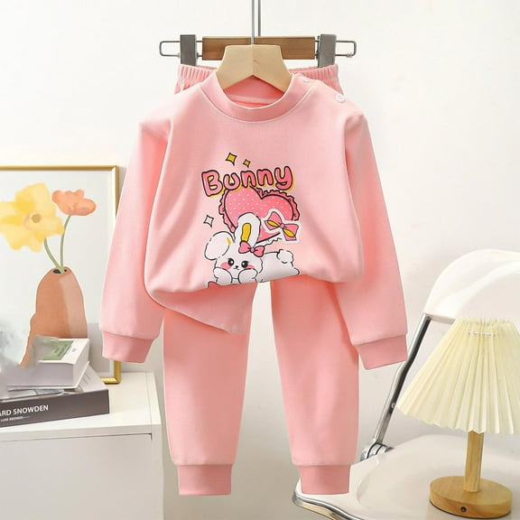 Spazoro Toddler Girls Outfits Sets, Cute Print Shirts and Pants 2PC Fall and Winter Pajamas Clothes Sets for Baby Kids Girls Pink Size 18 Months