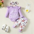 thumbnail image 1 of Spazoro Toddler Girls Outfits Sets, Shirts and Pants Fall and Winter Cute Print 3PC Pajamas Clothes Sets for Baby Kids Girls Purple Size 6 Months, 1 of 9