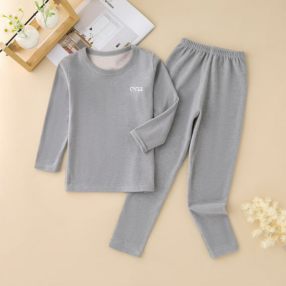 Spazoro Toddler Girls Pajamas Sets, 2 Pieces 100%Cotton Solid Color Sleepwear Long Sleeve Shirts and Pants Pjs Set for Girls Gray Size 2-16T